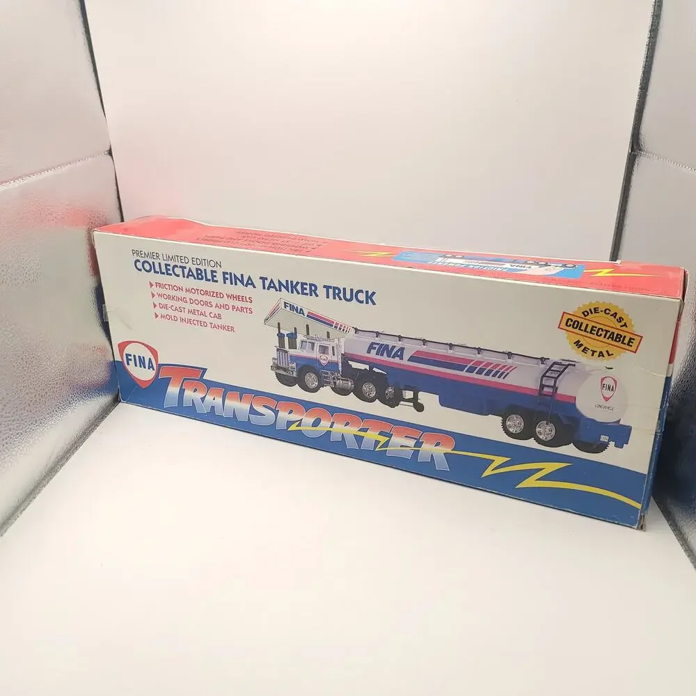 Fina Transpoter Fuel Truck Gas Oil Toy Vintage '70s Plastic Steel
